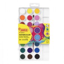 Jovi Pack de 24 Acuarelas en Pastilla + Pincel - Brillantes - Facilmente Mezclables - Colores Surtidos