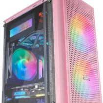 Mars Gaming MC300 Caja Gaming Compacta - Ventana Cristal Templado - 3 Ventiladores FRGB - Rejilla Frontal TOTAL-MESH - Soporte Micro-ATX/Mini-ITX - Iluminacion RGB - Color Rosa