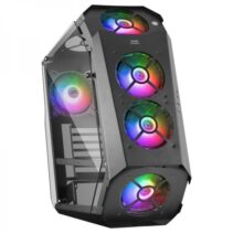 Mars Gaming MC51 Torre Premium - 5 Ventiladores ARGB - Controladora con Mando - Doble Ventana Cristal Templado - 40 Efectos RGB Chroma - Color Negro