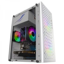 Mars Gaming MC-CORE Minitorre Gaming - Rejilla Metal-MESH - Ventana Lateral - 2 Ventiladores FRGB - Soporte Micro-ATX/Mini-ITX - Almacenamiento Versatil - Color Blanco