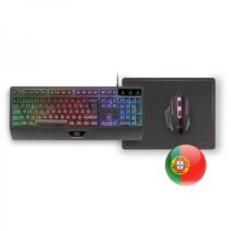 Mars Gaming MCP124 Combo Gaming 3en1 - Teclado H-Mech RGB - Raton 3200 DPI Switches HUANO - Alfombrilla Nanotextil Rainbow - Multiplataforma - Color Negro