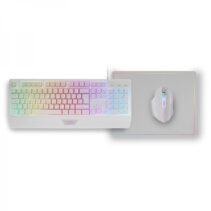 Mars Gaming MCP124 Combo Gaming 3en1 - Teclado H-Mech Ergonomico - Raton RGB Switches HUANO - Alfombrilla Nanotextil Rainbow - Compatibilidad Multiplataforma - Color Blanco