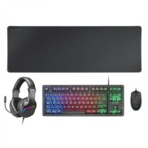 Mars Gaming MCP-RGB3 Combo Gaming 4en1 - Teclado TKL H-Mech - Raton 3200 DPI RGB - Auriculares FRGB Cancelacion Ruido - Alfombrilla XXL Antideslizante - Color Negro