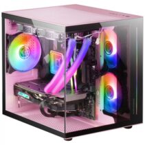 Mars Gaming MC-VIEW Minitorre Gaming Custom Premium - Cristal Templado - Estructura Modular - Soporte 7 Ventiladores - Compatible MicroATX/Mini-ITX - Color Rosa