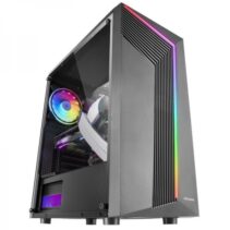 Mars Gaming MC-X7 Semitorre Gaming - Iluminacion ARGB 12 Modos - Soporte Refrigeracion Liquida 240mm - Ventana Lateral Completa - Gran Capacidad Interna - Color Negro