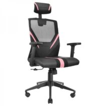 Mars Gaming MGC-ERGO Silla Gaming - Ergonomia Total - Soporte Lumbar y Cervical Ajustable - Reclinacion 90-160° - Base Reforzada - Transpirable - Negro/Rosa - Color Negro