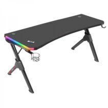 Mars Gaming MGD140RGB Mesa Gaming - Iluminacion 3D ARGB - Espacio para 3 monitores - Estructura de acero - Alfombrilla nanotextil - Gestion de cables eficiente - Color Negro