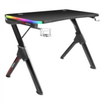 Mars Gaming MGD RGB Mesa Gaming - Iluminacion 3D ARGB - Estructura de Acero en Y - Tablero de Fibra de Carbono - Soportes Externos - Gestion de Cableado - Montaje Rapido - Color Negro