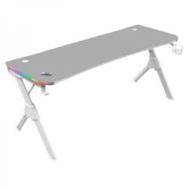 Mars Gaming MGDXLRGB Mesa Gaming - Iluminacion 3D ARGB - Espacio para 3 monitores - Estructura de acero y fibra de carbono - Ergonomia superior - Montaje rapido - Color Blanco