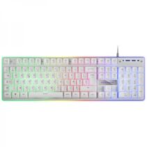 Mars Gaming MK220 Teclado Gaming - Tecnologia H-MECH - Iluminacion FRGB Rainbow Halo - Panel de Aluminio - Alta Durabilidad - Color Blanco