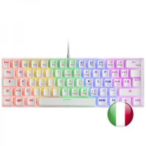 Mars Gaming MK60 Teclado Gaming Mecanico - Ultra-compacto 60% - Iluminacion RGB - Switches Antipolvo - Teclas Imborrables - Anti-ghosting Avanzado - Italiano - Color Blanco