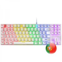 Mars Gaming MK80 Teclado Gaming Mecanico - TKL Compacto - Iluminacion RGB - Teclas Imborrables - Switches Antipolvo - Multiplataforma - Modo Juego - Portugues - Color Blanco