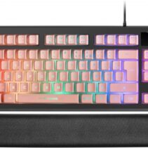 Mars Gaming MKAX Teclado Gaming - Iluminacion RGB 9 Efectos - Diseño Compacto TKL - Tecnologia H-Mech - Reposamuñecas Memory Gel - Compatible Multiplataforma - Color Negro