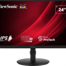 Viewsonic Monitor 23.8" VA2408-HDJ LED IPS FullHD - 100Hz - Respuesta 5ms -16:9 - VGA - HDMI - DisplayPort - Ajustable en Altura - Giratorio - Inclinable - VESA 100x100 - Color Negro