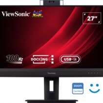 Viewsonic Monitor 27" VG2757V-2K QHD IPS - HDMI - DisplayPort - Monitor con Webcam - USB Type C (90W charging) - RJ45 Ethernet - 2 USB - Altavoces - Windows Hello - Color Negro