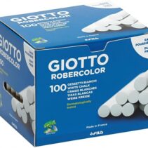 Giotto Robercolor Pack de 100 Tizas Redondas - Testadas Dermatologicamente - Compactas y Duraderas - Color Blanco