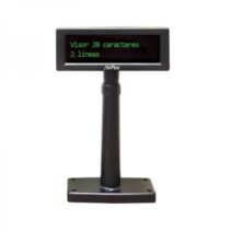 AVPos Visor VFD220 - 2 Lineas de 20 Caracteres - Color de Pantalla Verde - 267 Tipos de Caracteres Internacionales - USB - Color Negro