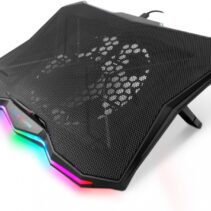 Coolbox DG NCP17-RBW Base Refrigeradora Portatil - RGB - Compatible 17.3" - Diseño Ergonomico - Iluminacion Personalizable - Color Negro