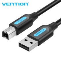 Vention Cable USB 2.0 - Cobre OFC Estañado - Alta Pureza - Corriente 2A - Conectores Tipo-B y Tipo-A - Color Negro