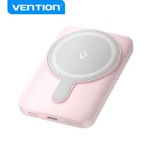 Vention PowerBank 5000mAh Magnetico Inalambrico - Carga Rapida 20W - USB-C Dual - Display Luminoso - Color Rosa