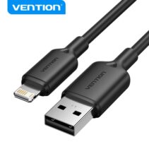 Vention Cable USB 2.0 Lightning - Transmision 480Mbps - Salida 2.4A - Conductor Bronce Enlatado - Color Negro