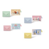 Bismark Pack de 24 Tarjetas de Felicitacion Navideña con Sobre Pastel - Tamaño Tarjeta 12.5x17.5cm - Diseños Variados Pastel