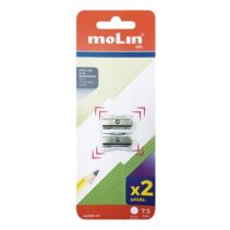 Molin Pack de 2 Afilalapices Metalicos de 1 Orificio para Lapices de hasta 10mm - Color Aluminio