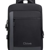 L-Link Mochila para Portatil 15.6" - Bolsillo Exterior - Puerto USB Exterior para Carga - Interior Compartimentado - Cobertura Exterior Repelente a Agua - Color Negro/Gris