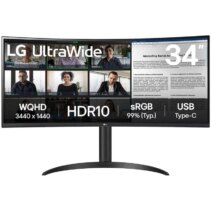 LG Ultrawide Monitor 34" Curvo LED VA WQHD 100Hz - Respuesta 5ms - Angulo de Vision 178º - Ajustable en Altura e Inclinacion - 21:9 - USB-A