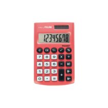 Milan Pocket Calculadora de Bolsillo con Pantalla de 8 Digitos - 3 Teclas de Memoria y Raiz Cuadrada - Teclas con Tacto Suave - Color Rojo