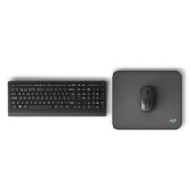 Energy Sistem Office Wireless Set 3 Silent Packde de Raton + Teclado de Oficina Inalambricos + Alfombrilla - Interruptores Silenciosos - QWERTY - Inalambrico - Bateria Interna - Resistente al Agua - Color Negro