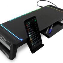 DeepGaming SN06 Soporte para Monitor - Ajustable 2 Alturas - Iluminacion RGB - 3 Puertos USB 2.0 + 1 Puerto USB 3.0 - Color Negro