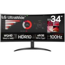 LG Ultrawide Monitor 34" Curvo LED VA WQHD 100Hz HDR10 FreeSync - Respuesta 5ms - Angulo de Vision 178º - 21:9 - HDMI