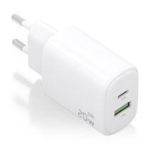 Aisens Cargador GaN 20W - 1xUSB-C PD3.0 - 1xUSB-A QC3.0 - Color Blanco