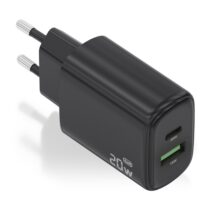 Aisens Cargador GaN 20W - 1xUSB-C PD3.0 - 1xUSB-A QC3.0 - Color Negro