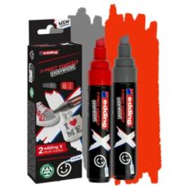 Edding X 6900 Pack de 2 Rotuladores Multisuperficie Permanentes de Tinta Opaca - Punta Biselada con Trazo 2-10mm - Color Gris y Rojo