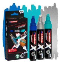 Edding X 6900 Oceano Pack de 3 Rotuladores Multisuperficie Permanentes de Tinta Opaca - Punta Biselada con Trazo 2-10mm - Color Azul