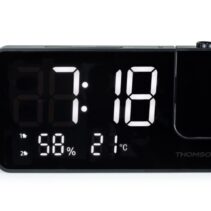 Thomson CP100T Radio Reloj Despertador - Proyeccion y Temperatura Interior - Alarma Dual - Color Negro