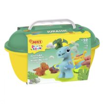 Jovi Play & Fun Cofre Jurassic con 24 Barras de Plastilina 15gr + Modeladores + Recortables - Sin Gluten - Base Vegetal - No se Seca - Colores Surtidos
