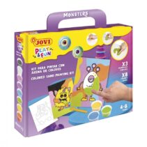 Jovi Play & Fun Kit Pinta con Arena Monsters con 8 Botes de Arena + 1 Punzon + 3 Laminas con Diseños de Monstruos - Colores Surtidos