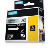 Dymo Rhino ID1-12 Cinta de Etiquetas Original para Rotuladora - Texto Negro sobre Fondo Plata - Ancho 12mm x 5.5 metros - 18486