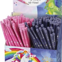 Faber-Castell Expositor de 144 Lapices de Grafito HB - Diseños con Motivos de Dinosaurios y Unicornios - Colores Surtidos