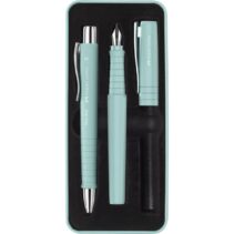 Faber-Castell Poly Pack de Boligrafo Poly Ball y Pluma Estilografica Poly Pen con Plumin B - Clip de Metal - Color Verde Claro