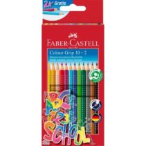 Faber-Castell Colour Grip Pack 10+2 Lapices de Colores Triangulares con Grip de Agarre - Con Espacio para el Nombre - Colores Surtidos