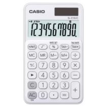 Casio SL-310UC Calculadora de Bolsillo con Pantalla LCD de 10 Digitos - Calculo de Impuestos - Alimentacion Solar y Pilas - Compacta y Ligera - Color Blanco