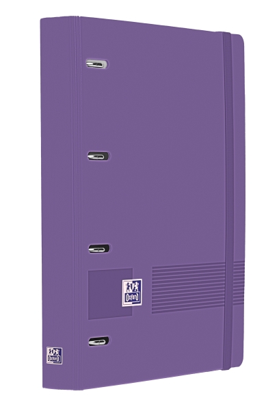 Oxford Europeanbinder Live & Go A4+ Carpeta Tamaño A4+ con Recambio de 100 Hojas Cuadricula 5x5mm - Tapa de Plastico Polyfoam - Cierre con Goma - Color Lila