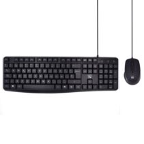 Ewent Paquete con Cable KB+RATON - Teclado de Oficina -Cable USB-A de 1.35m - Raton de oficina - 1000dpi - Cable USB-A de 1.35m - Color Negro