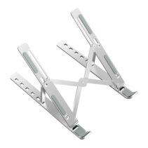 Ewent EW1266 Soporte Plegable de Viaje - Aleacion de Aluminio - Eleva de 5 a 15 cm tu Portatil - Color Plata
