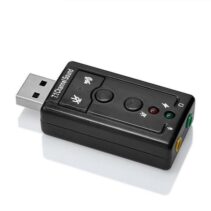 Ewent EW3762 Adaptador USB Audio - 2 Conectores 3.5mm para Microfono y Altavoces - Sonido 7.1 - Color Negro