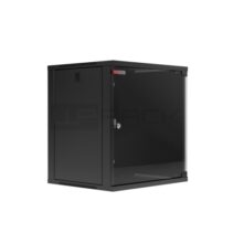 WP RWA-09604-B Armario Mural 9U Fondo 450 - Puerta de Cristal - Cerradura de Seguridad - Color Negro
